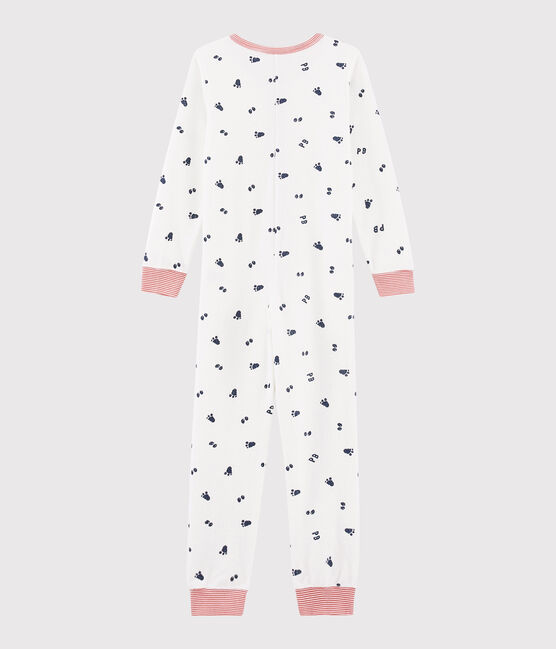 Pigiama corto bambino in spugna bouclette grattata bianco MARSHMALLOW/blu MEDIEVAL