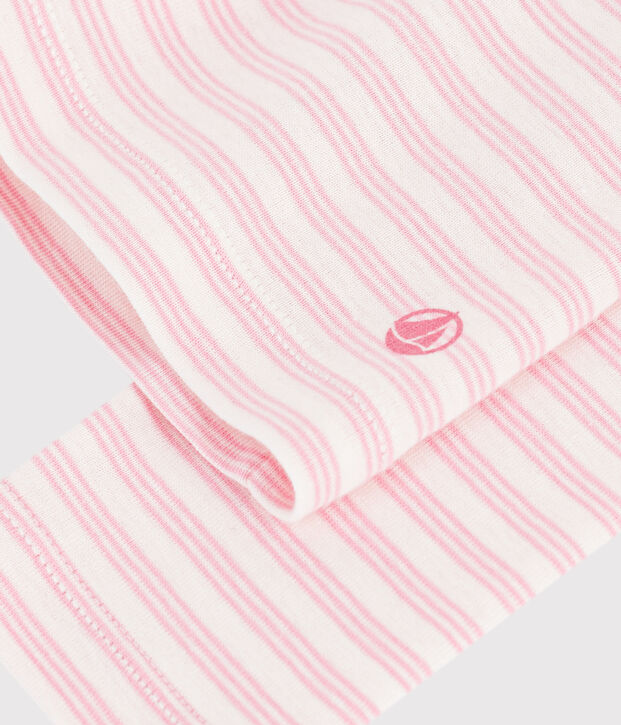 Dolcevita in cotone a righe bambina rosa/rosa