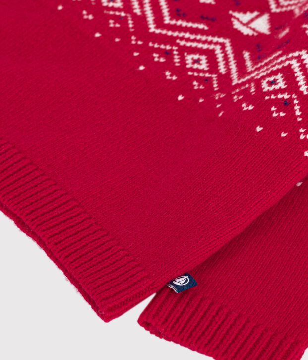 Maglione in misto lana e cotone fantasia jacquard neonato rosso/multicolore
