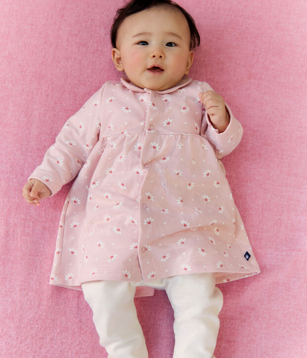 Abito con colletto con stampa a fiori e cuori e leggings in cotone neonata rosa/multicolore