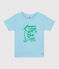 T-shirt a maniche corte in cotone con stampa bambino blu AQUATIC