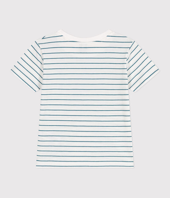 T-shirt a maniche corte in cotone a righe bambino verde MARSHMALLOW/ DRAGONFLY
