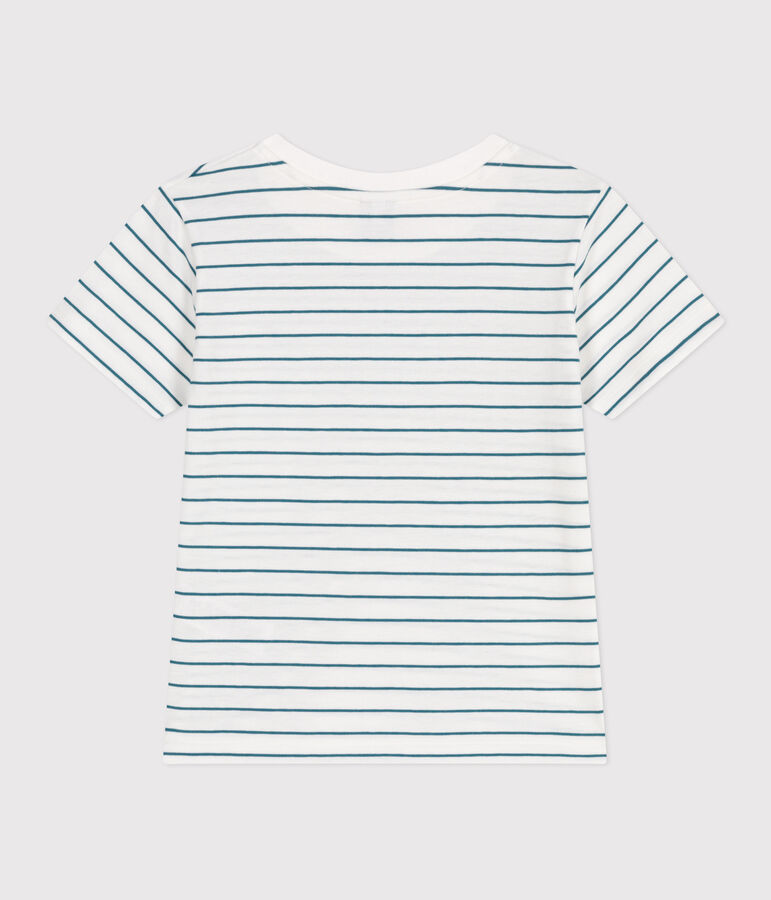 T-shirt a maniche corte in cotone a righe bambino bianco/verde
