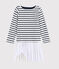 Abito maniche lunghe bambina bianco MARSHMALLOW/ SMOKING ARGENT BRILLANT
