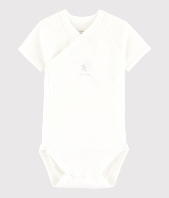 Body incrociato a manica corta bebè unisex bianco MARSHMALLOW