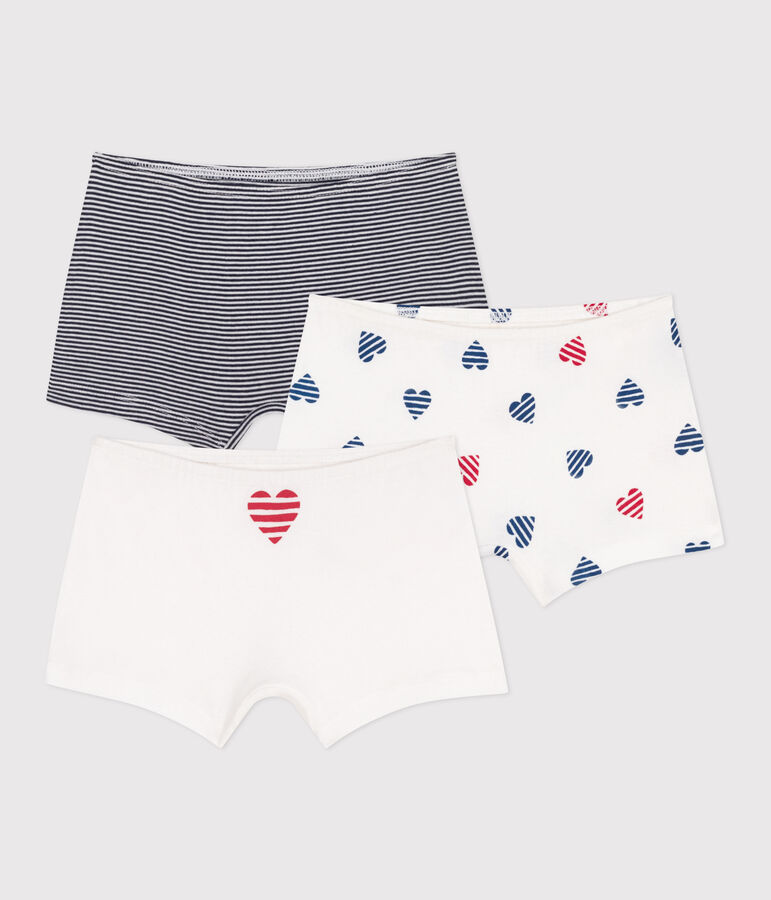 Set di 3 shorty lunghi in cotone con stampa a cuori bambino multicolore