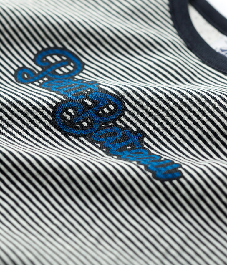 T-shirt bambino a maniche lunghe in tubique blu SMOKING/bianco MARSHMALLOW