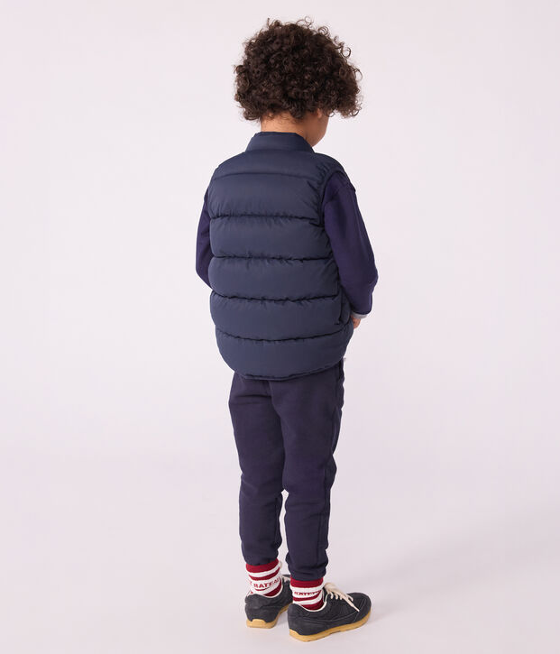 Piumino bambino senza maniche bicolore double face blu/giallo