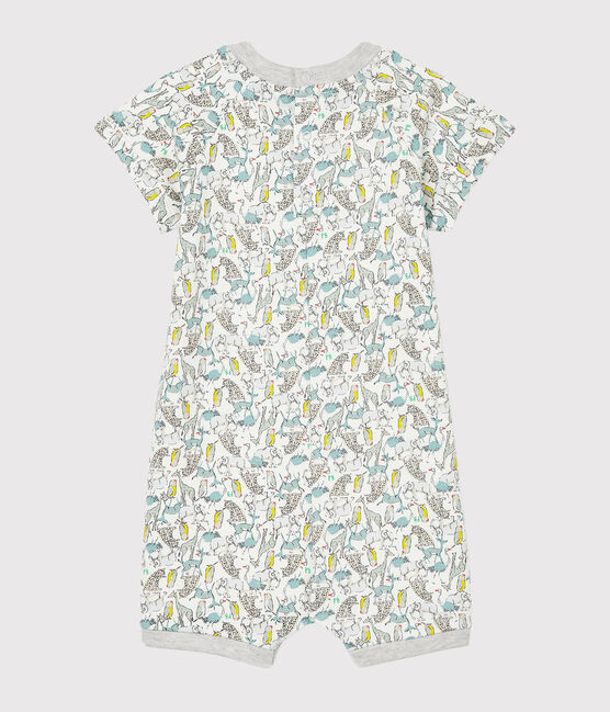 Tutina corta bebè maschio fantasia bianco MARSHMALLOW/bianco MULTICO