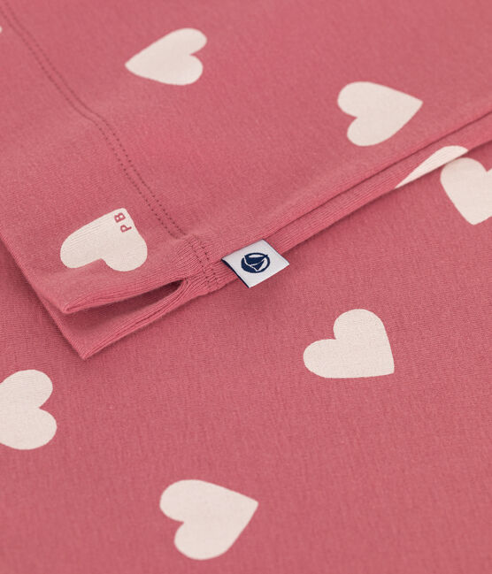 Camicia da notte a maniche corte con stampa a cuori donna rosa ROSEWOOD/ MARSHMALLOW