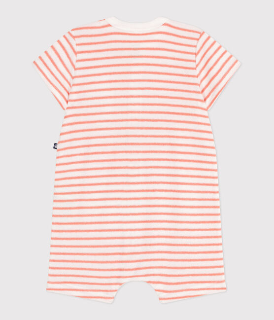 Tutina corta in spugna di cotone a righe neonato arancione MARSHMALLOW/ ABRICOT
