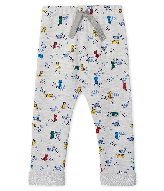 Pantalone bebè maschio in molleton fantasia grigio BELUGA/bianco MULTICO