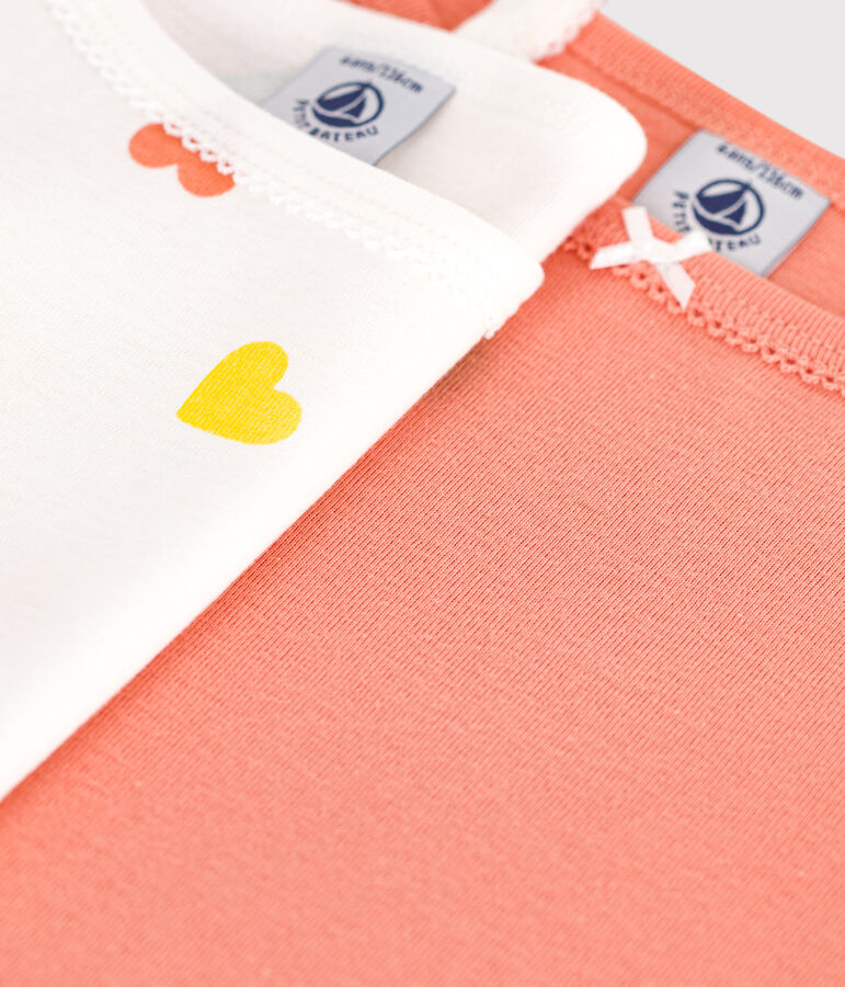 Set di 2 canotte in cotone con stampa a cuori bambina multicolore