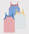 Confezione da 3 canottiere con spalline millerighe bambina in cotone biologico variante 1