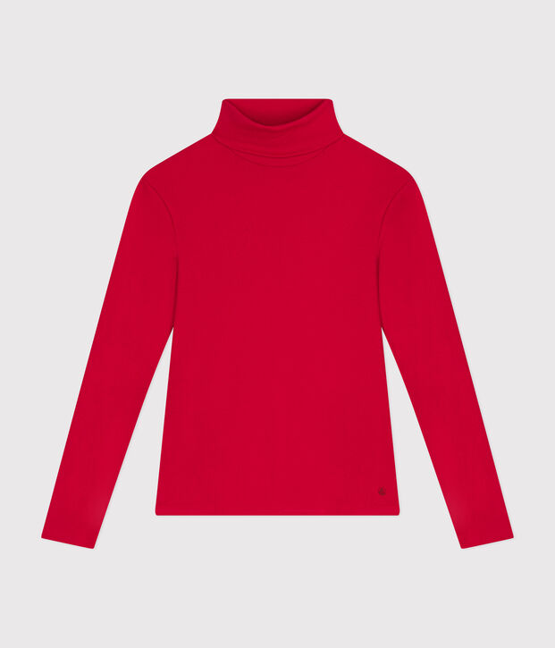T-shirt donna L'Iconique in cotone con collo a lupetto rosso