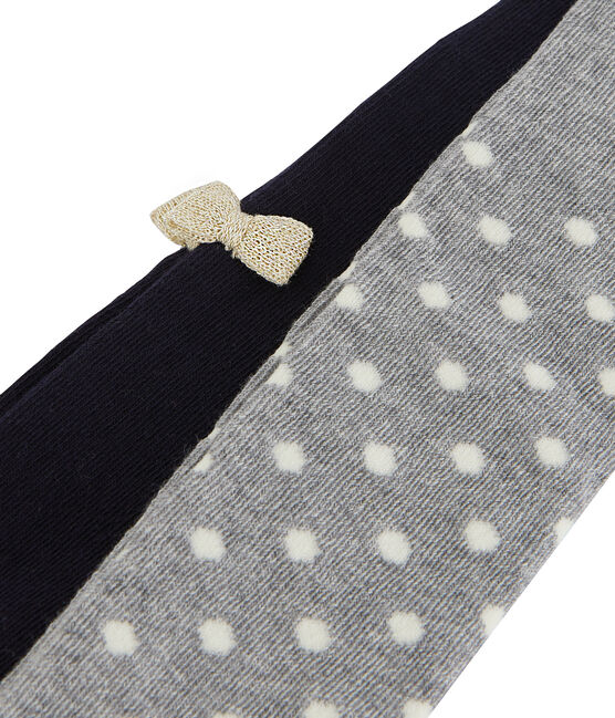Confezione da 2 paia di collant bebè femmina grigio SUBWAY/blu SMOKING