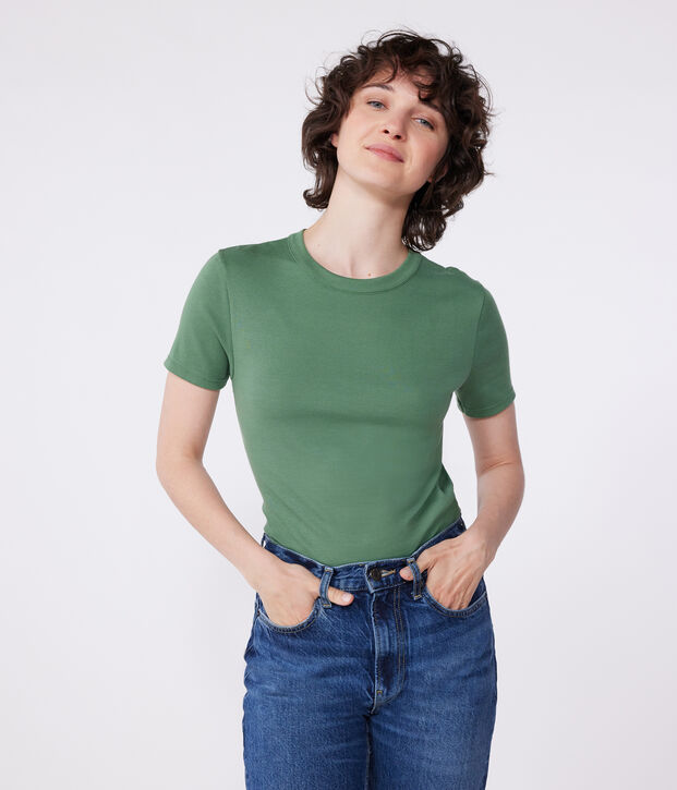 T-shirt a maniche corte in lino donna verde
