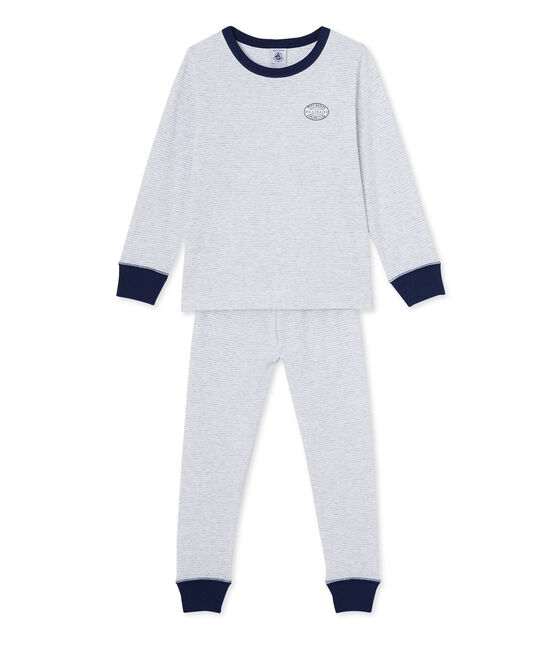 Pyjama garçon en milleraies grigio POUSSIERE/bianco LAIT