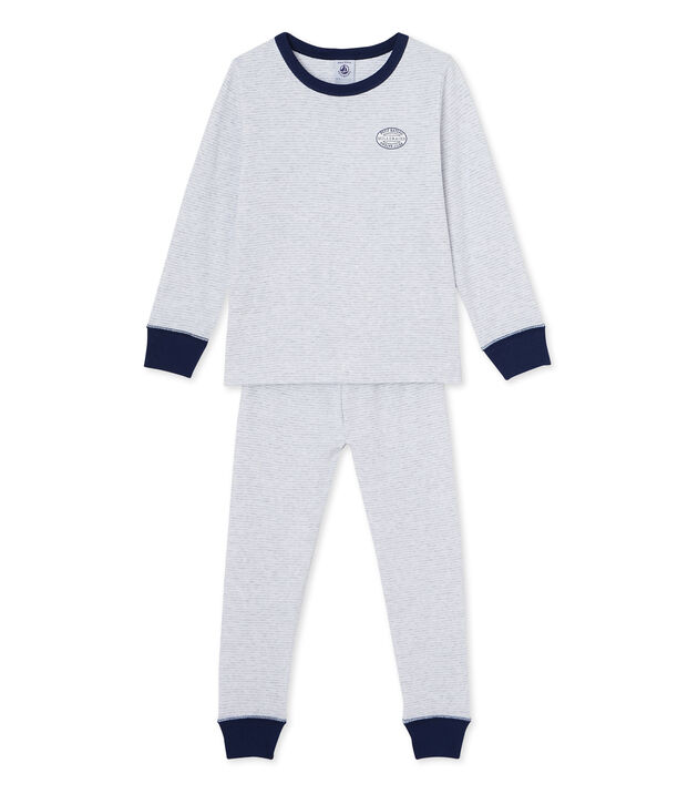 Pyjama gar&ccedil;on en milleraies grigio/bianco