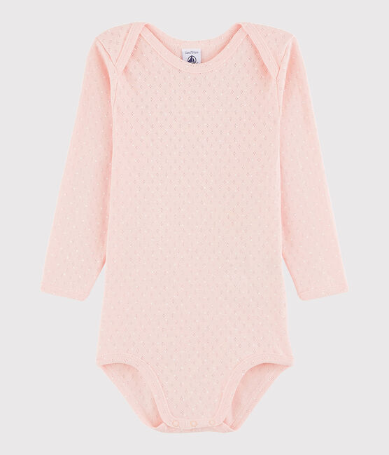 Body manica lunga bebè femmina rosa MINOIS/bianco MARSHMALLOW