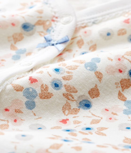 Tutina senza piedi a costine per bebé femmina bianco MARSHMALLOW/bianco MULTICO