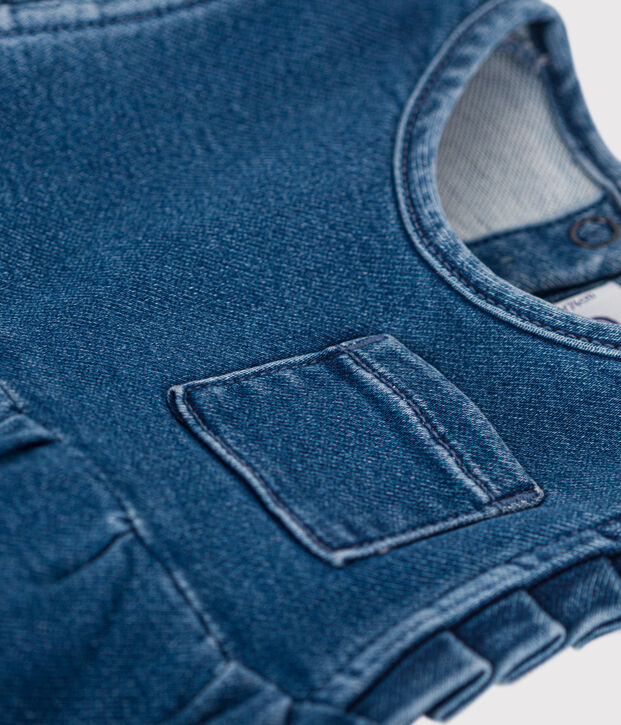 Abito smanicato per beb&egrave; in denim eco-sostenibile blu