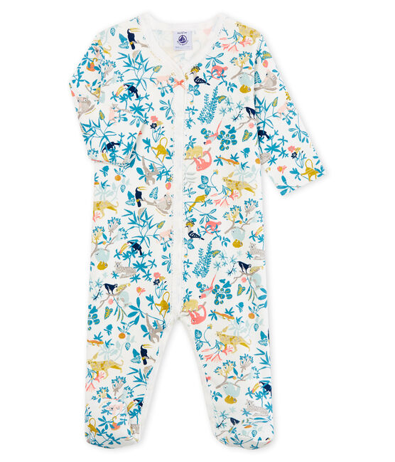 Tutina pigiama bambina a costine bianco MARSHMALLOW/bianco MULTICO