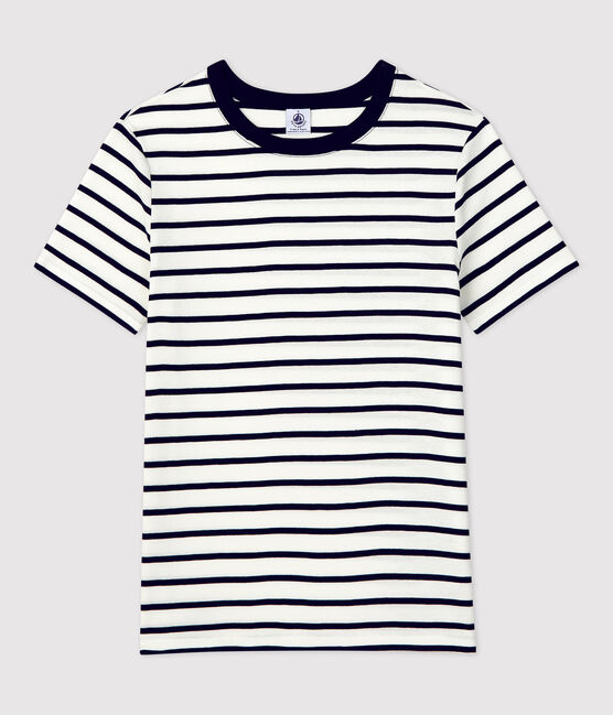 T-shirt L'ICONIQUE girocollo in cotone Donna bianco MARSHMALLOW/blu SMOKING