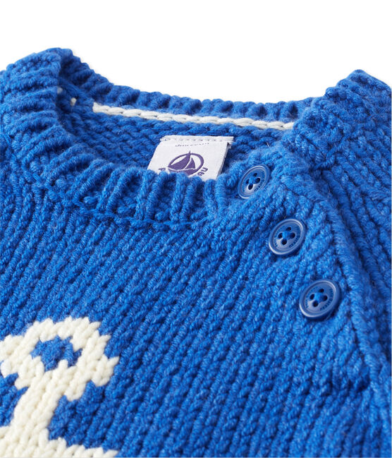 Pull jacquard per bebé maschio blu LIMOGES