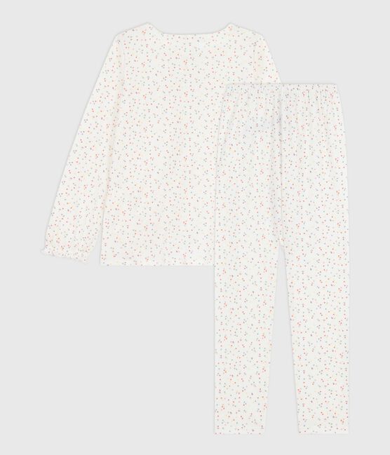 Pigiama in cotone con stampa a pois bambina bianco MARSHMALLOW/bianco MULTICO