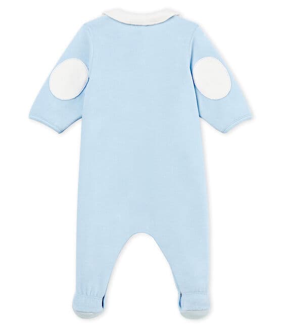 Tutina pigiama bebè maschietto in velluto di cotone tinta unita blu FRAICHEUR