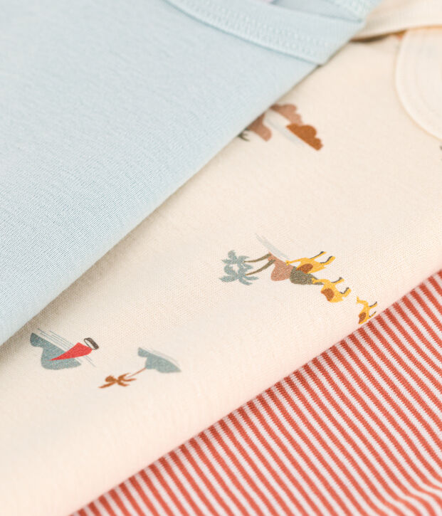Confezione da 3 body manica corta in cotone con animali multicolore