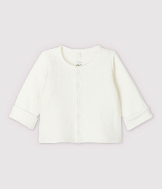 Cardigan bianco a stelle bebè in tubique trapuntato in cotone biologico bianco MARSHMALLOW