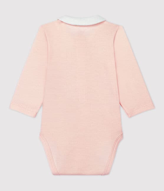Body rosa con colletto per bebè, in cotone biologico rosa FLEUR