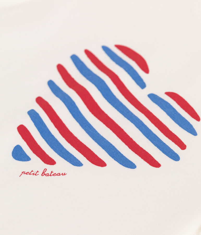 T-shirt a maniche corte in cotone con cuore bambina bianco