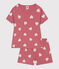 Pigiama corto in cotone a cuori bambina rosa ROSEWOOD/ MARSHMALLOW