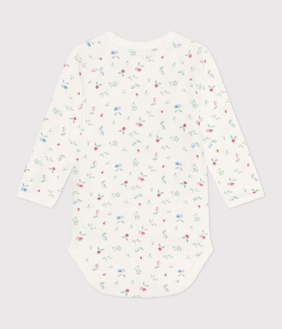 Body incrociati a maniche lunghe in cotone neonato bianco MARSHMALLOW/bianco MULTICO