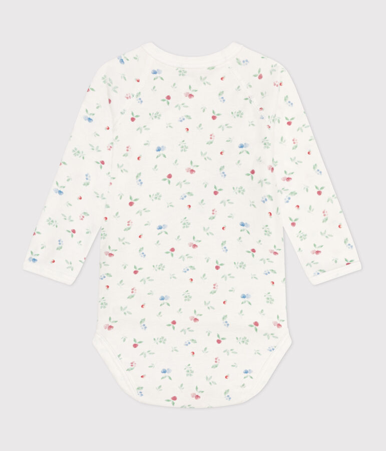 Body incrociati a maniche lunghe in cotone neonato bianco/multicolore