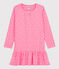 Camicia da notte bambina in cotone arricciato rosa PETAL/bianco ECUME