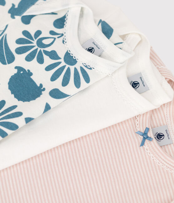 Confezione da 3 body a maniche lunghe, a fiori, bebè, cotone variante 1