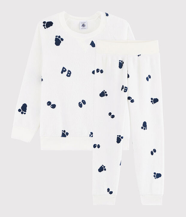 Pigiama bambino in pile bianco/blu
