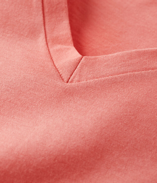 T-shirt TAGLIO REGULAR scollo a V in cotone bio Donna rosa