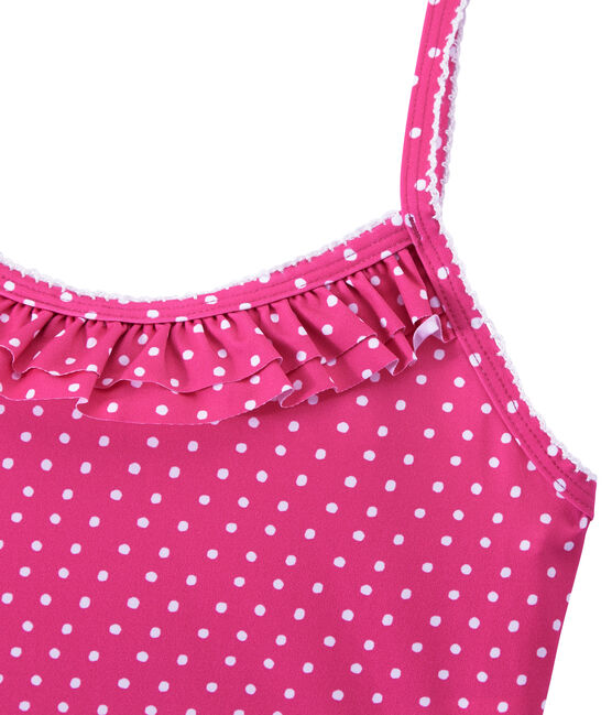 Costume da bagno bambina intero a pois rosa PETUNIA/bianco MARSHMALLO