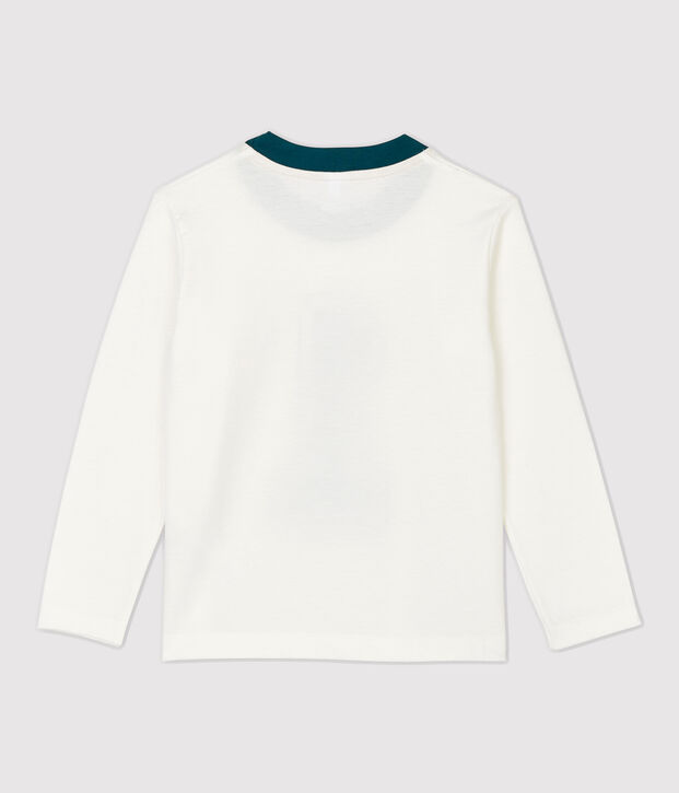 T-shirt bambino a maniche lunghe in cotone bianco