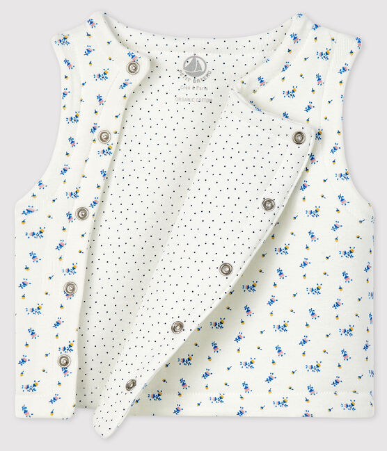 Gilè smanicato bebè in cotone biologico imbottito bianco MARSHMALLOW+BLEU