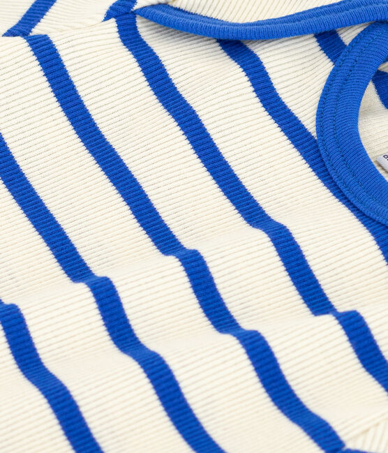 T-shirt a manica corta bebè in maglia a costine a righe  blu AVALANCHE/bianco PERSE