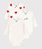 Set di body incrociati a maniche lunghe in cotone con stampa a cuori per neonato/a multicolore