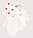 Confezione da 3 body incrociati cuore rosso a maniche lunghe neonato 