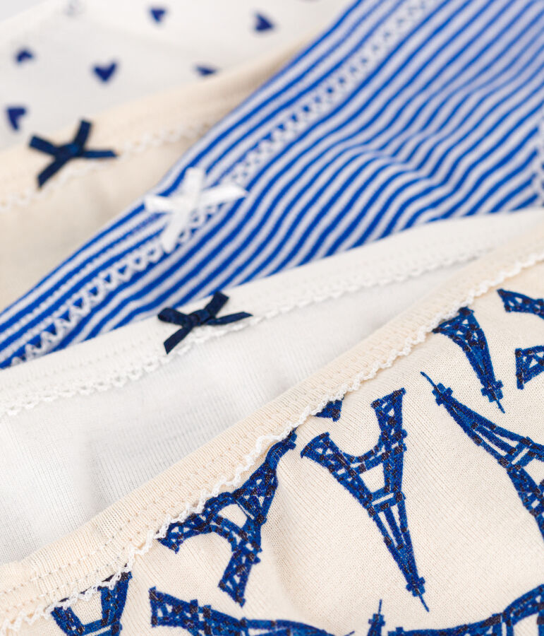 Confezione da 5 slip bambina fantasia Parigi in cotone multicolore