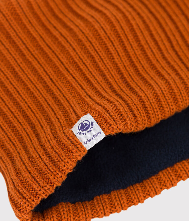 Snood in maglia beb&egrave; foderato in pile riciclato marrone